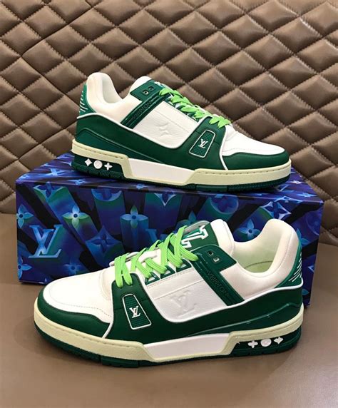 lv sneaker trainer green|louis vuitton trainer sneaker price.